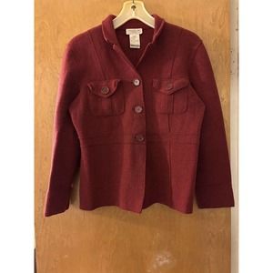 Jones New York Red Wool Button Up Coat